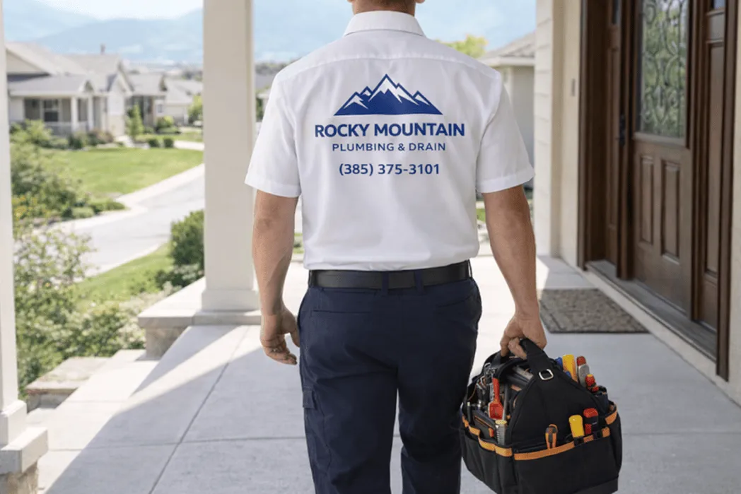 Technician arriving at home with tool bag