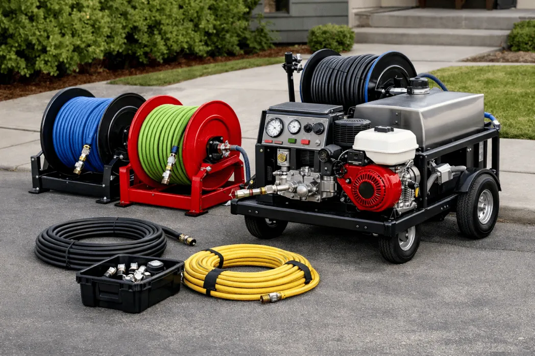 Professional hydro jetting equipment setup