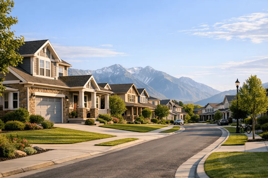 Suburban Utah neighborhood with family homes