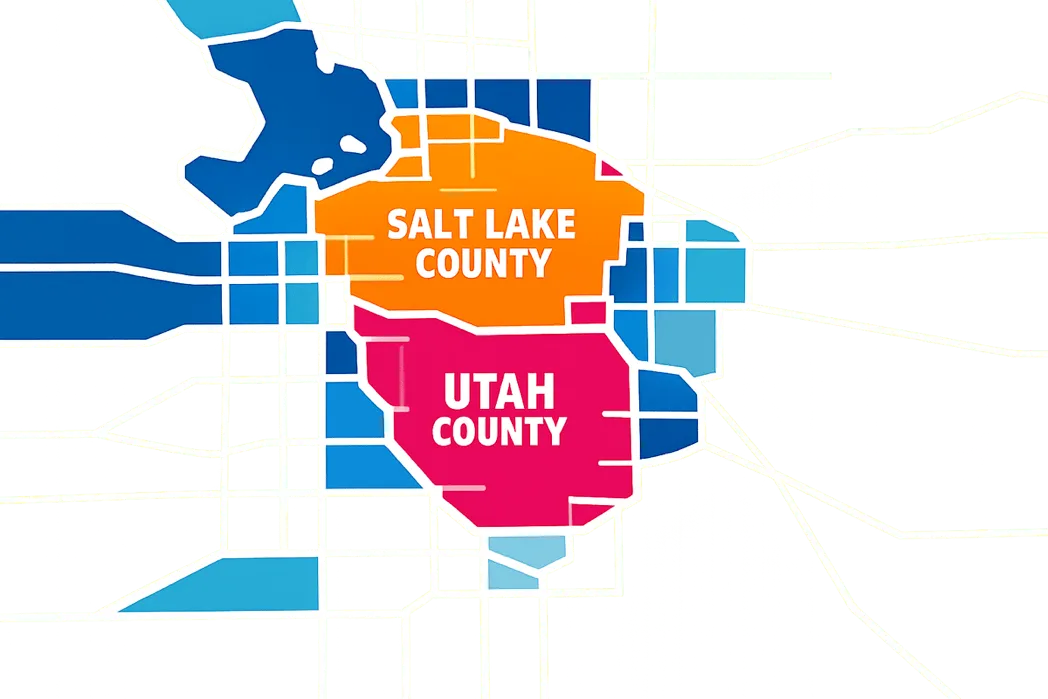 Map showing service coverage in Salt Lake and Utah Counties