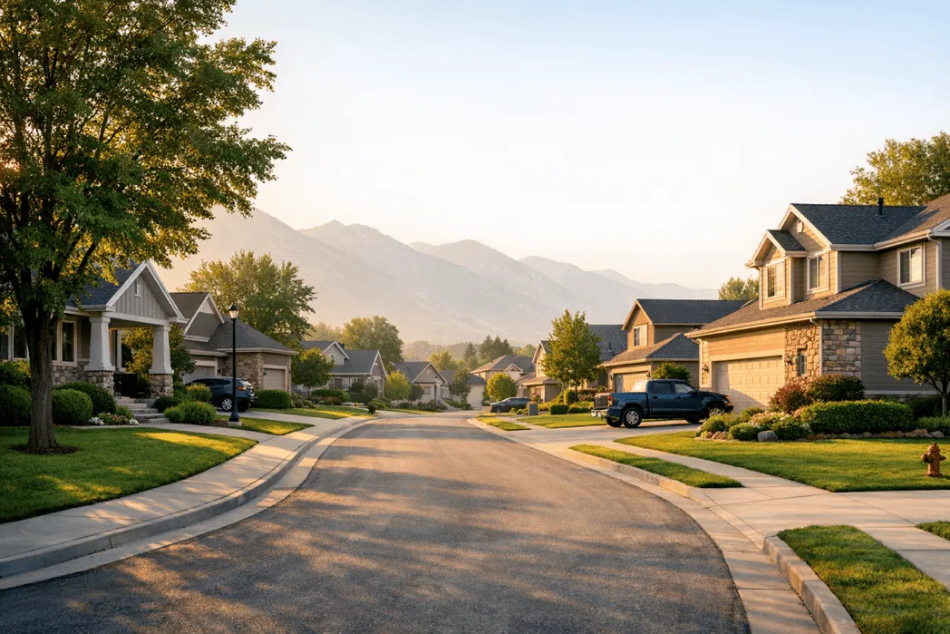 Salt Lake County residential neighborhood street scene