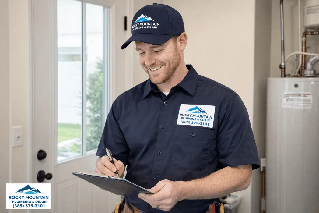 Rocky Mountain Plumbing technician inspecting a home