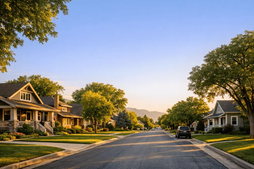 Salt Lake City neighborhood street with homes