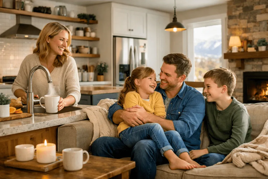 Happy family enjoying a comfortable home