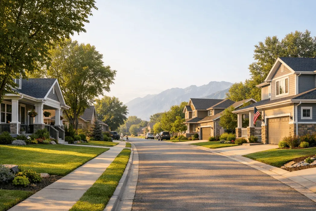 Murray, Utah neighborhood street with homes and trees