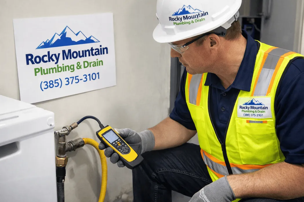 Safety inspection of a gas line connection using detection equipment