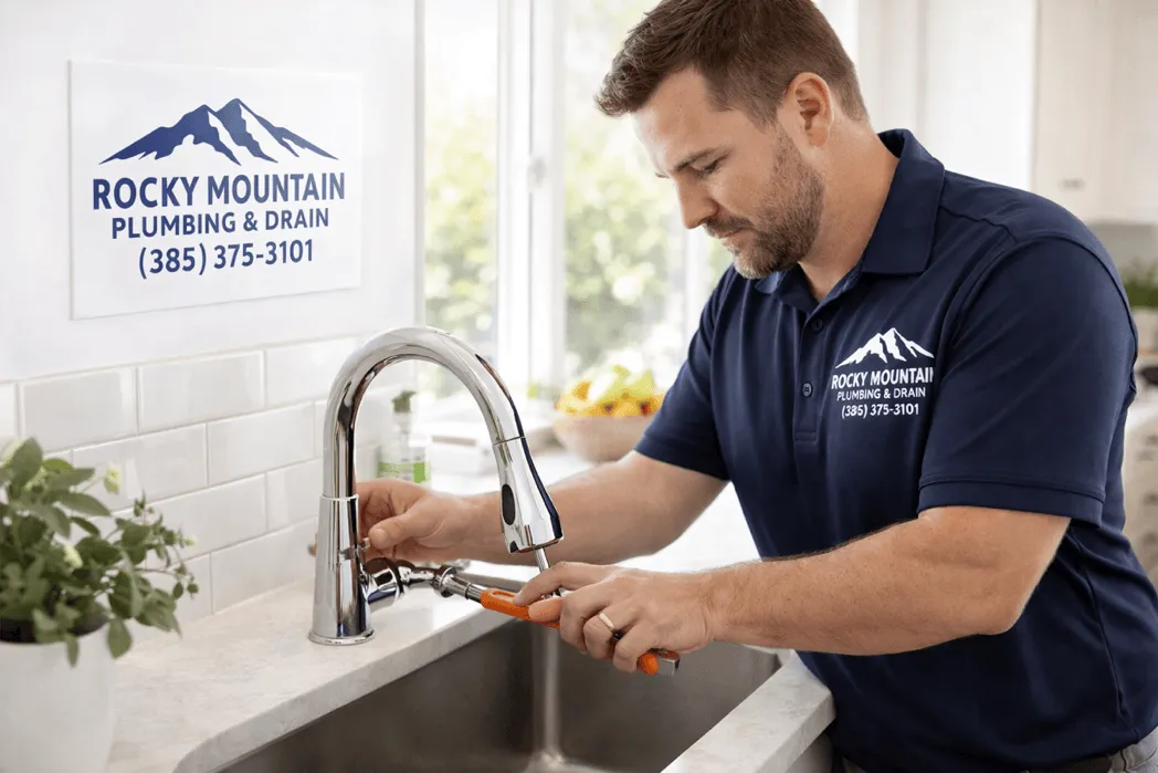 Plumber repairing a kitchen sink fixture